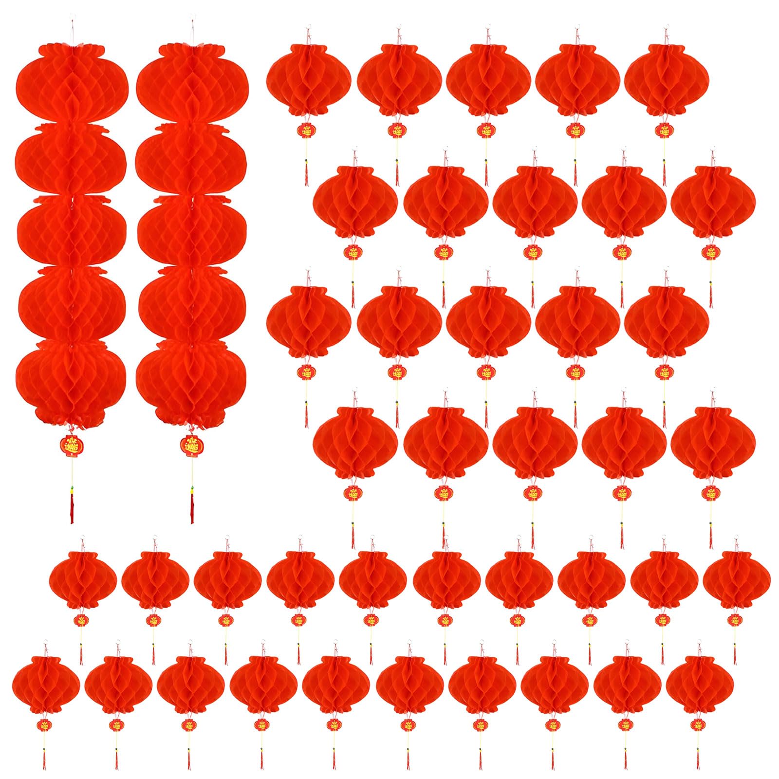 42 Pieces 8 Inch Chinese Red Paper Lanterns Festival Decorations for New Year, Spring Festival, Lantern Festival, Wedding and Restaurant