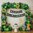 FI - FLICK IN 48 pcs Football Theme Decoration 9th Birthday for Boys Football, Cutouts Props , Balloons & Cake Topper (Pack of 48, Multicolor) gallery image