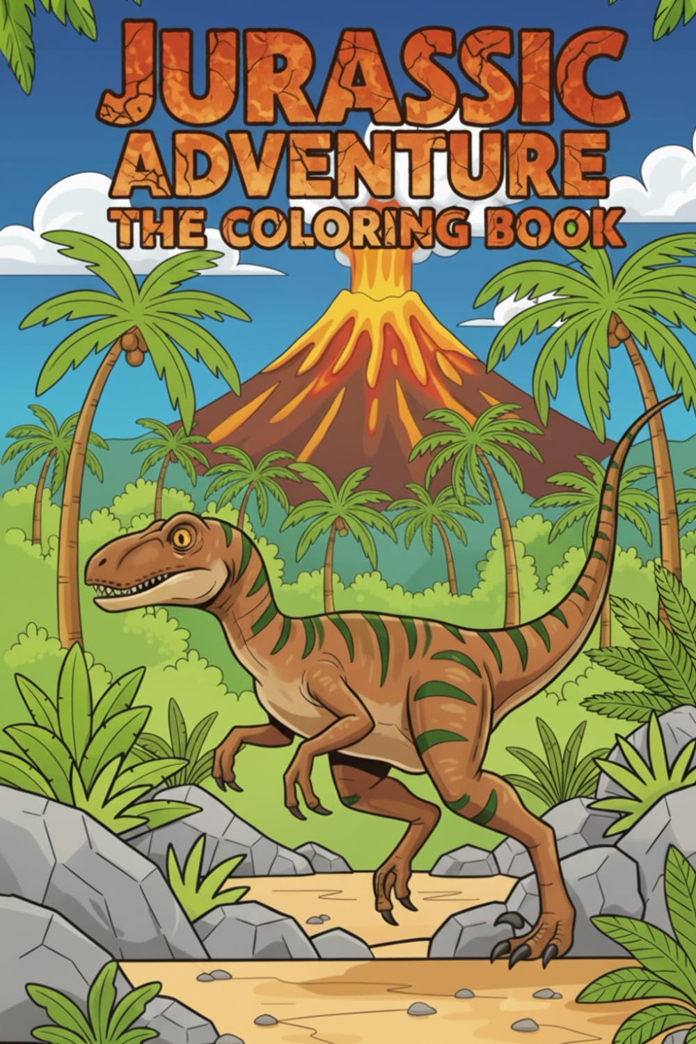 Jurassic Adventure: The Coloring Book: A Fun and Realistic Prehistoric Coloring Book for Kids Ages 4-8 and 8-12 Featuring T-Rex, Marine Reptiles, and Volcanoes.