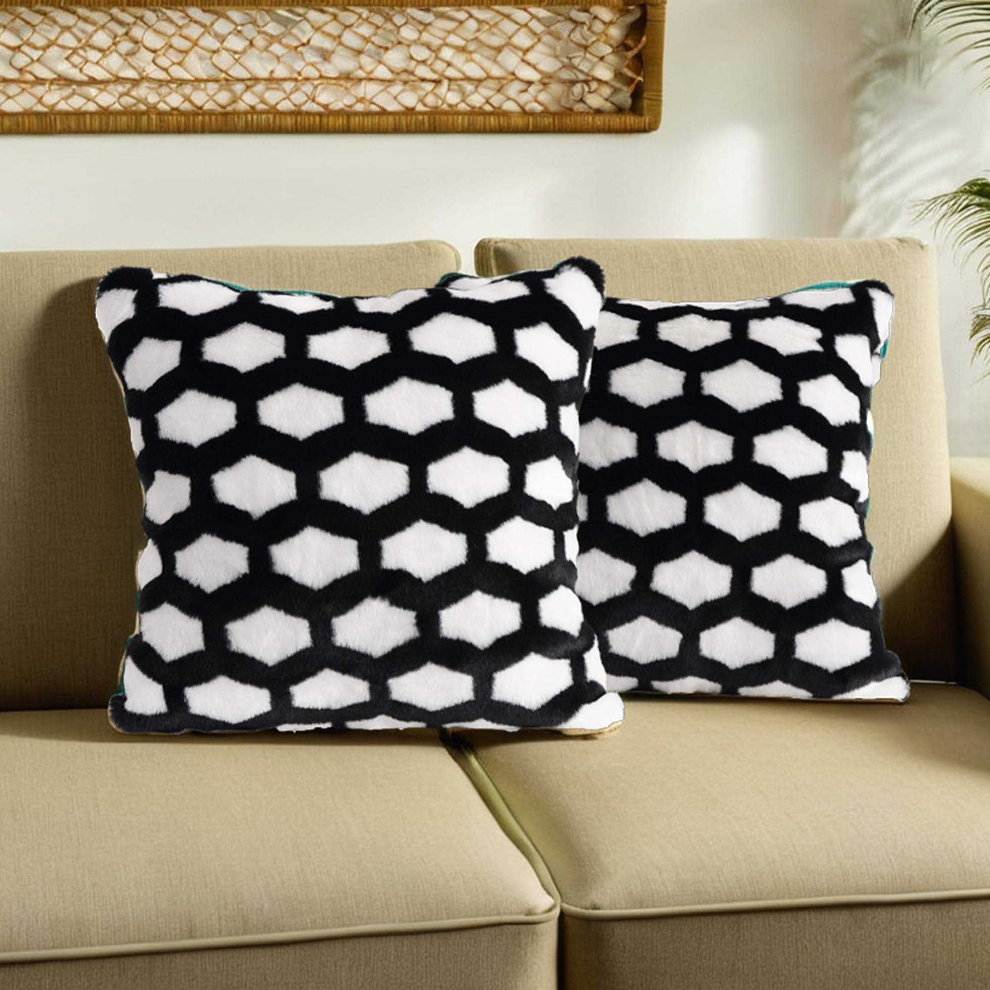 inchgrass Fell Kissenbezüge 45.7x45.7 cm - Luxuriös Flauschiges 2er Set für Sofa & Bett, Super weiche dekorative Kissenhüllen Wohnzimmer A38