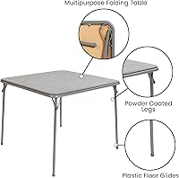 Vista 4 de Flash Furniture Madelyn - Mesa plegable cuadrada de 33.5" multiusos para jugar cartas con tapa de vinilo acolchada, mesa plegable portátil para Gris