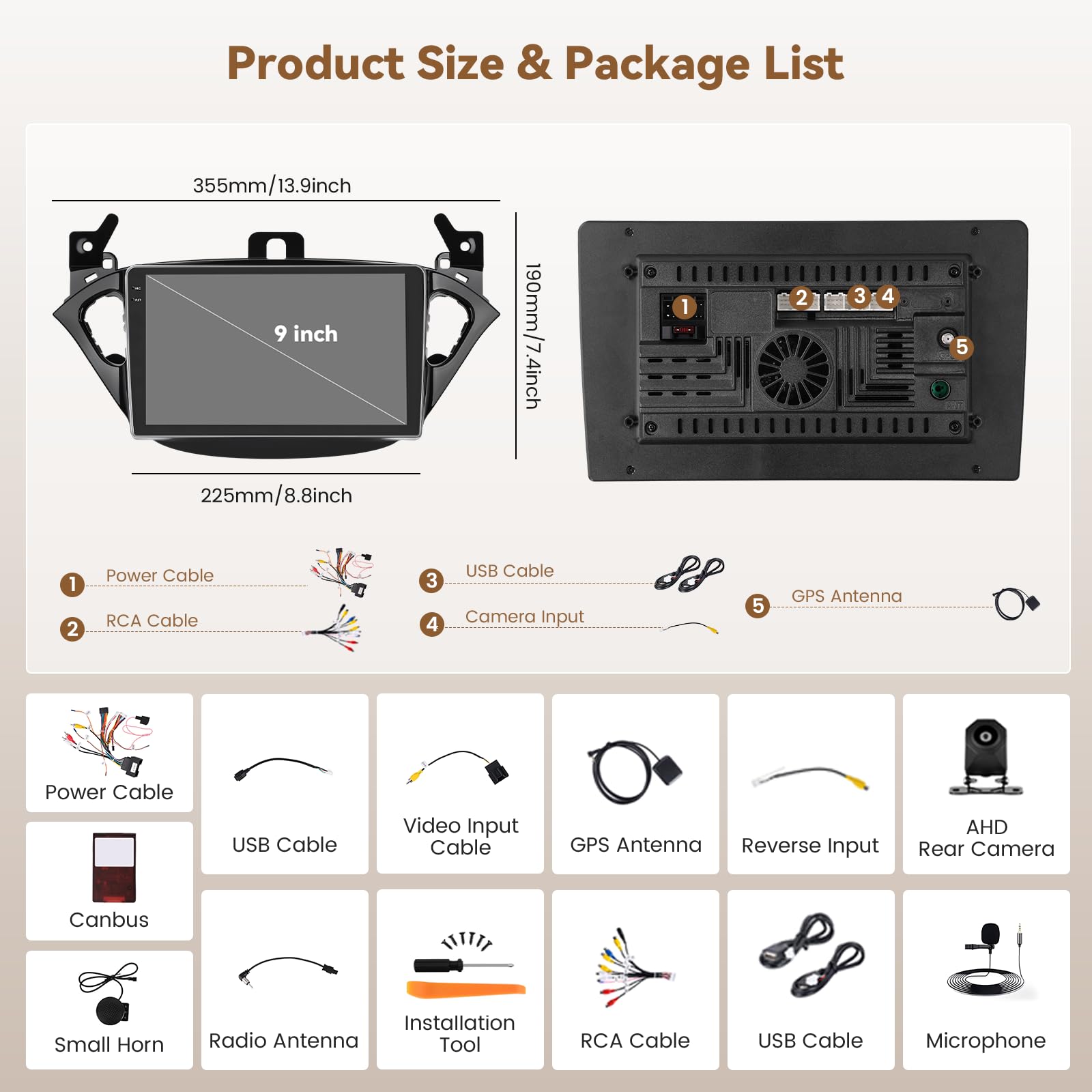 4+128G Radio Coche Android 15 para Opel Corsa 2015-2019/Opel Adam 2013-2016 con Incell Pantalla táctil de 9 Pulgadas,Carplay Android Auto Inalambrico BT/GPS/WiFi/FM/RDS+Cámara Trasera+Mic
