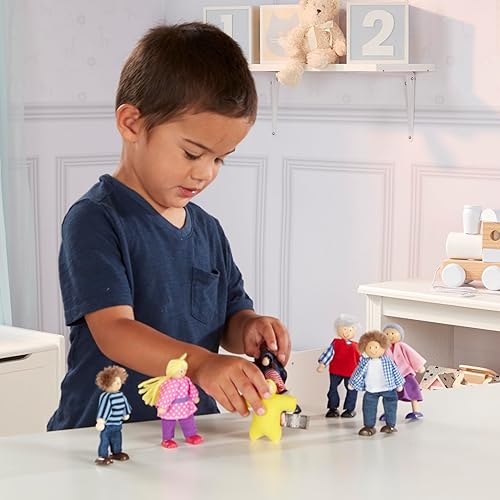 Miniatura 5 de Familia de 7 piezas de muñecas de madera Melissa & Doug para casa de muñecas (2-4 pulgadas cada una)