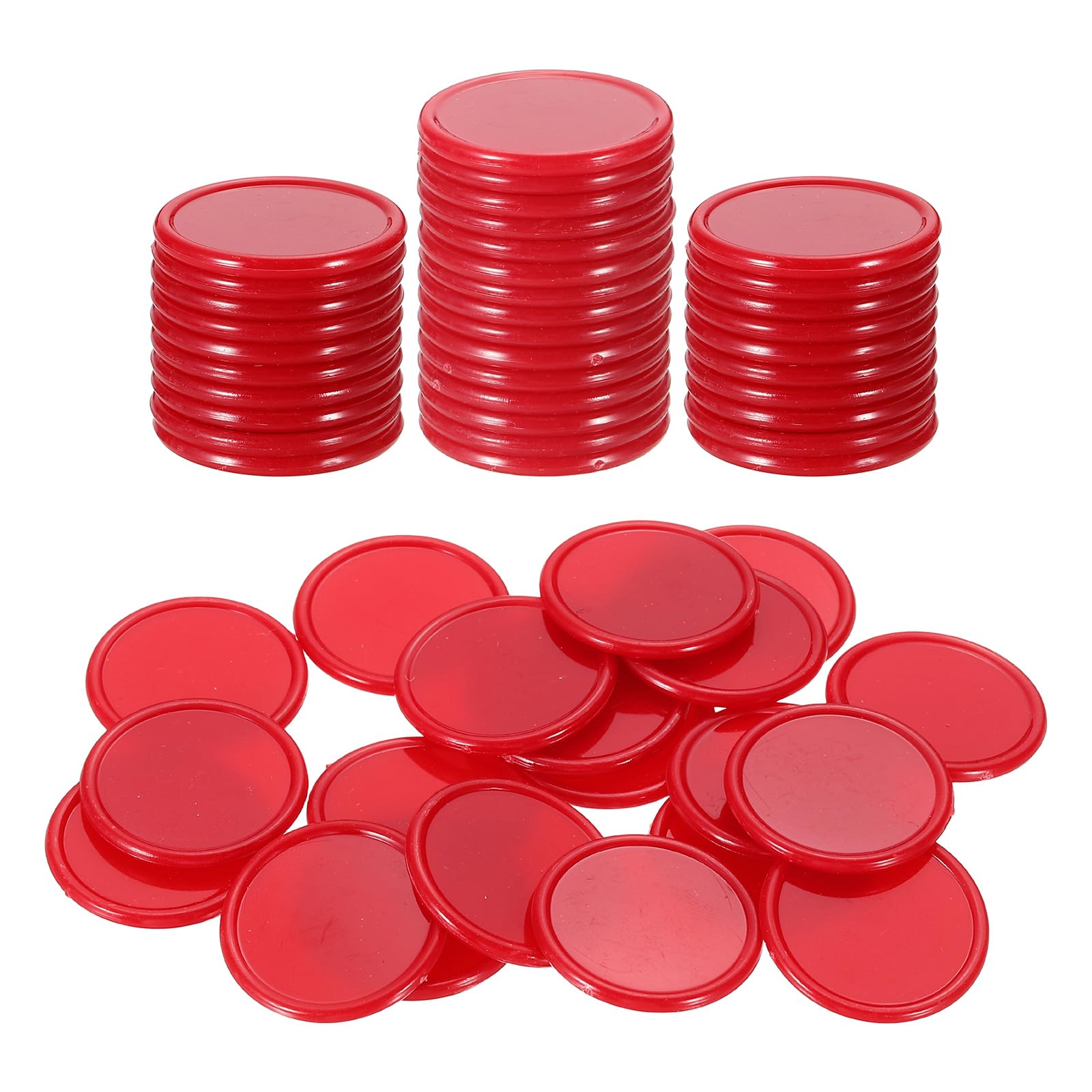 sourcing map 50Pcs 25mm Plastic Poker Chips, Mini Bingo Chips Learning Counters Counting Counters Disks Markers Opaque Game Tokens for Game Play Math Counting, Red