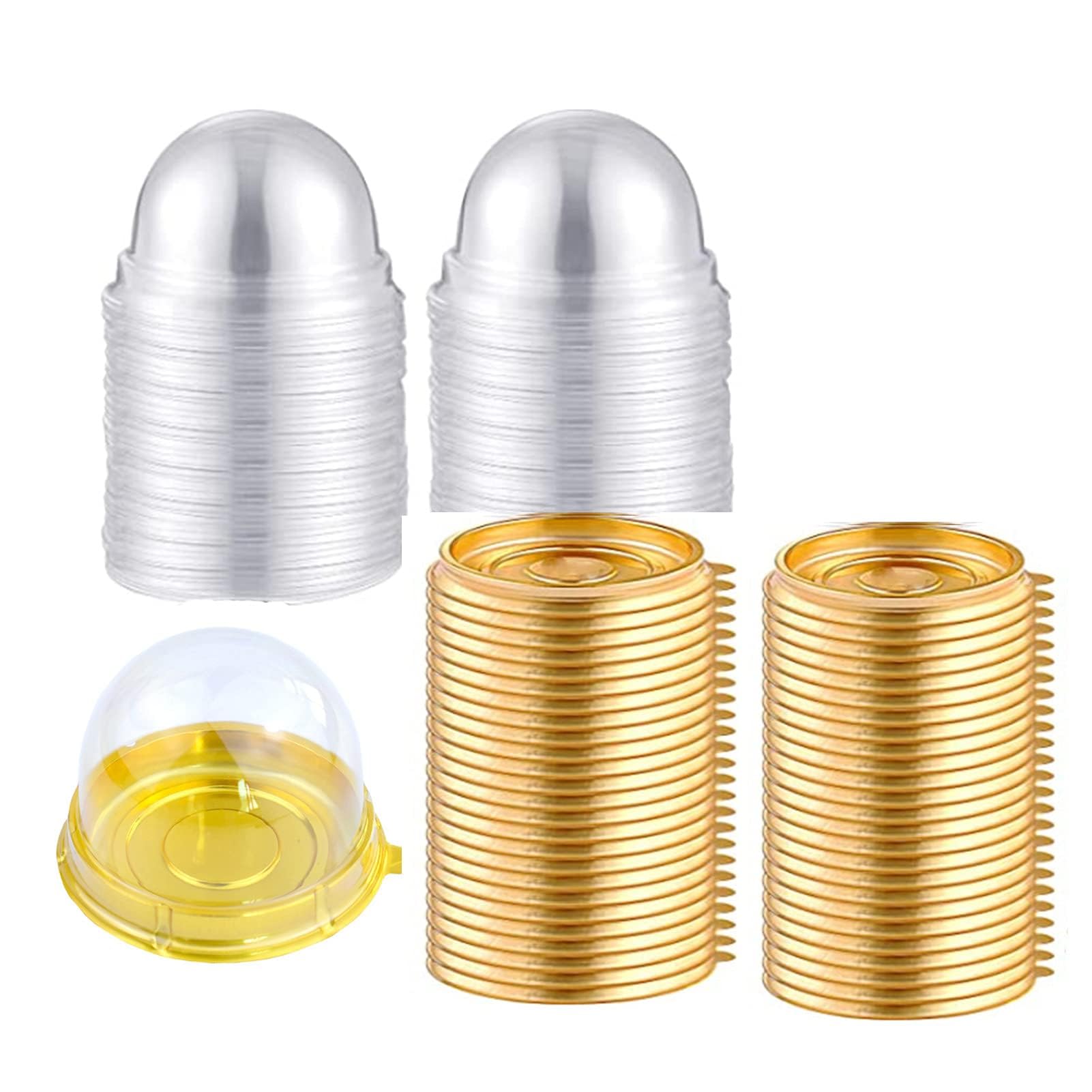 Fevoila Clear Plastic Mini Cupcake Container, 50 Piece Mooncake Boxes Cupcake Container Cupcake Muffin Pod Dome Muffin Container Cupcake Boxes for