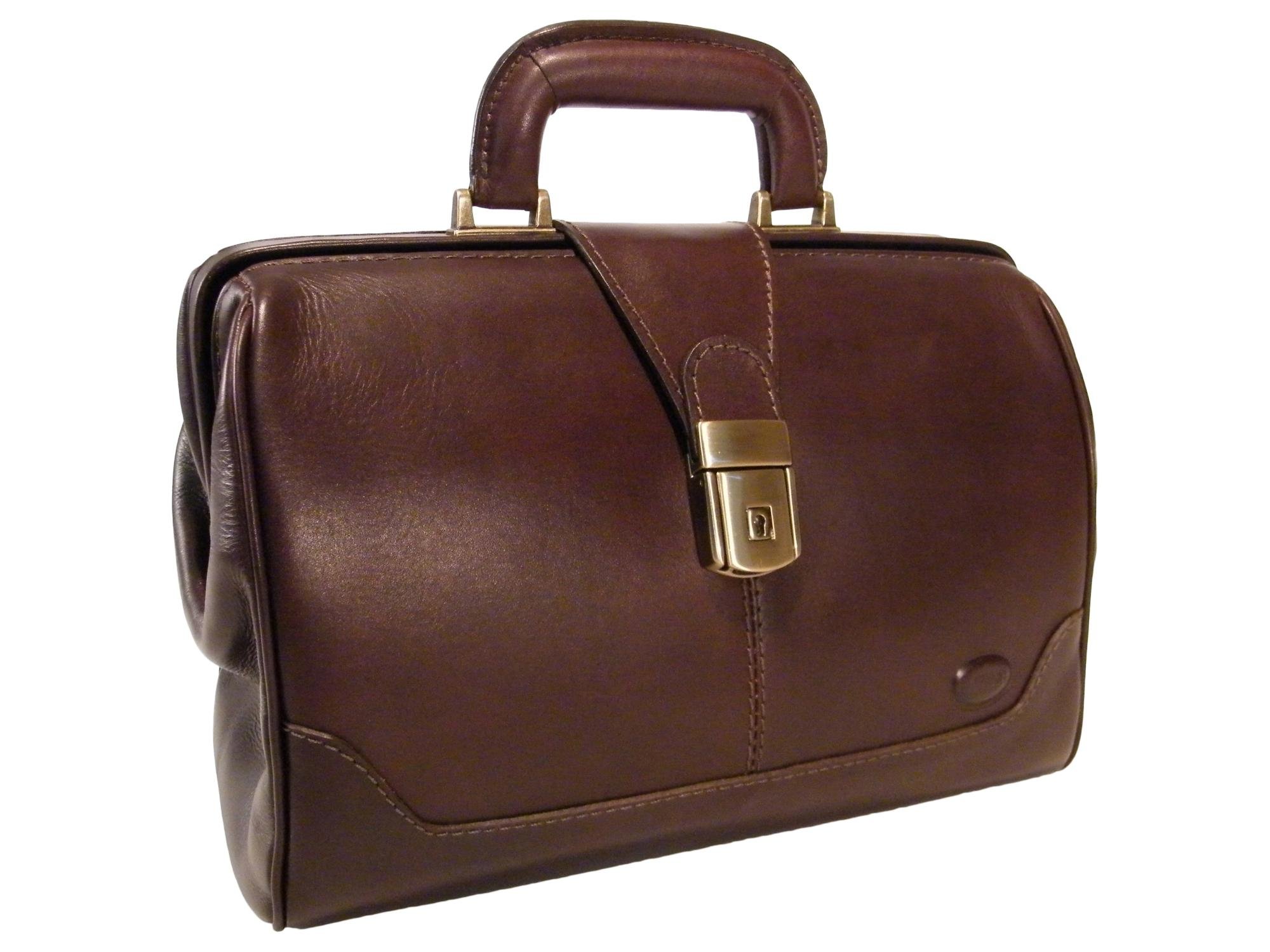 Genuine Premium Leather Medical Doctor Bag Briefcase 29212 (Dark Brown)