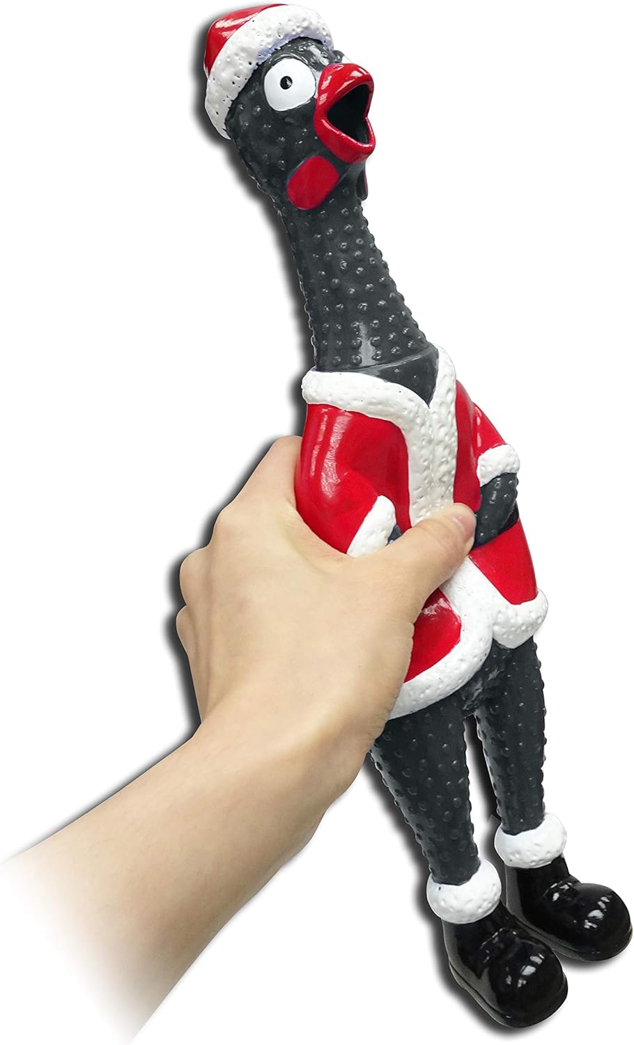 ANIMOLDS Squeeze Me Christmas Chicken- Hilarious Screaming Rubber Chicken Toy for Kids Novelty Squeaky Toy | The Perfect Stocking Stuffers for Kids and Adults