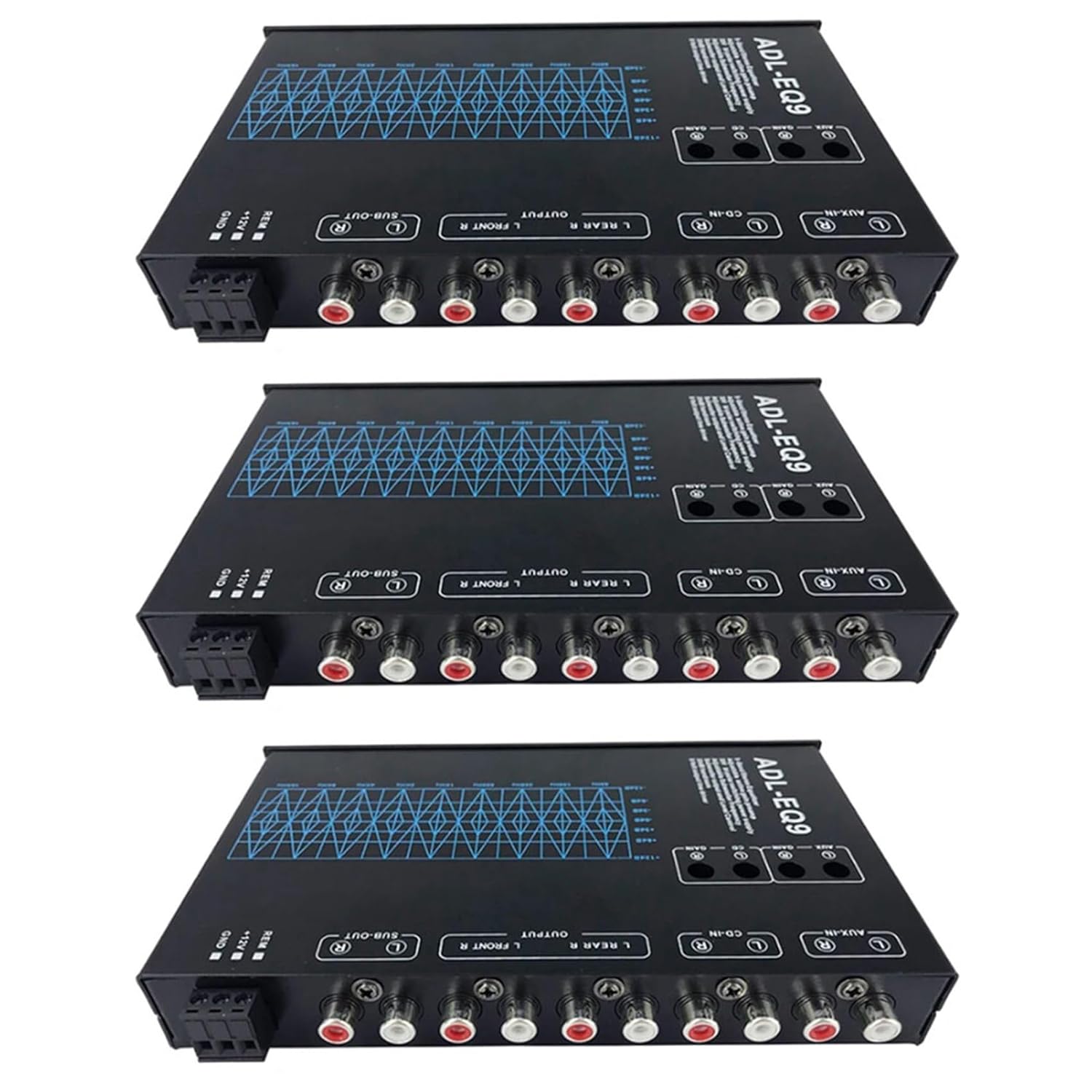 3X Auto Square 9 Band Graphic Equalizer Digital Car Audio -EQ9 Full Series Car Amplifier Equalizer+Adjustable Filter