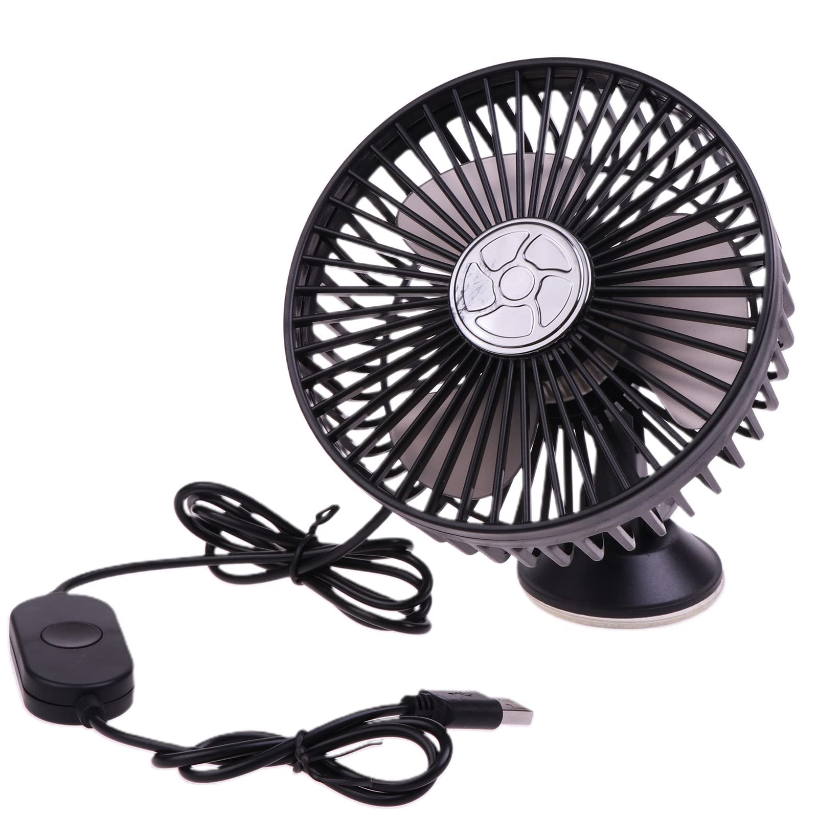 Ventilateur USB pour voiture rotatif à ventouse pour tableau de bord et sièges arrière