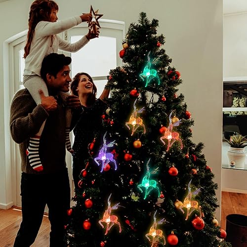 Guirnalda de luces LED de alambre plateado de 4.92 pies, 10 luces LED colgantes de ciervos para dormitorio, Navidad, fiestas, bodas, centros de