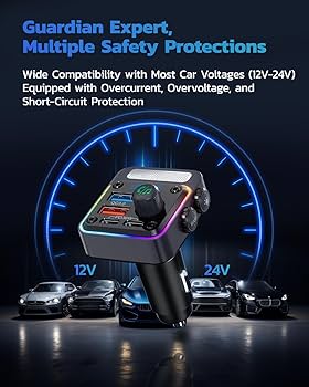 Nulaxy 54W [PD 36W & QC3.0 18W] Bluetooth 5.3 Car Adapter