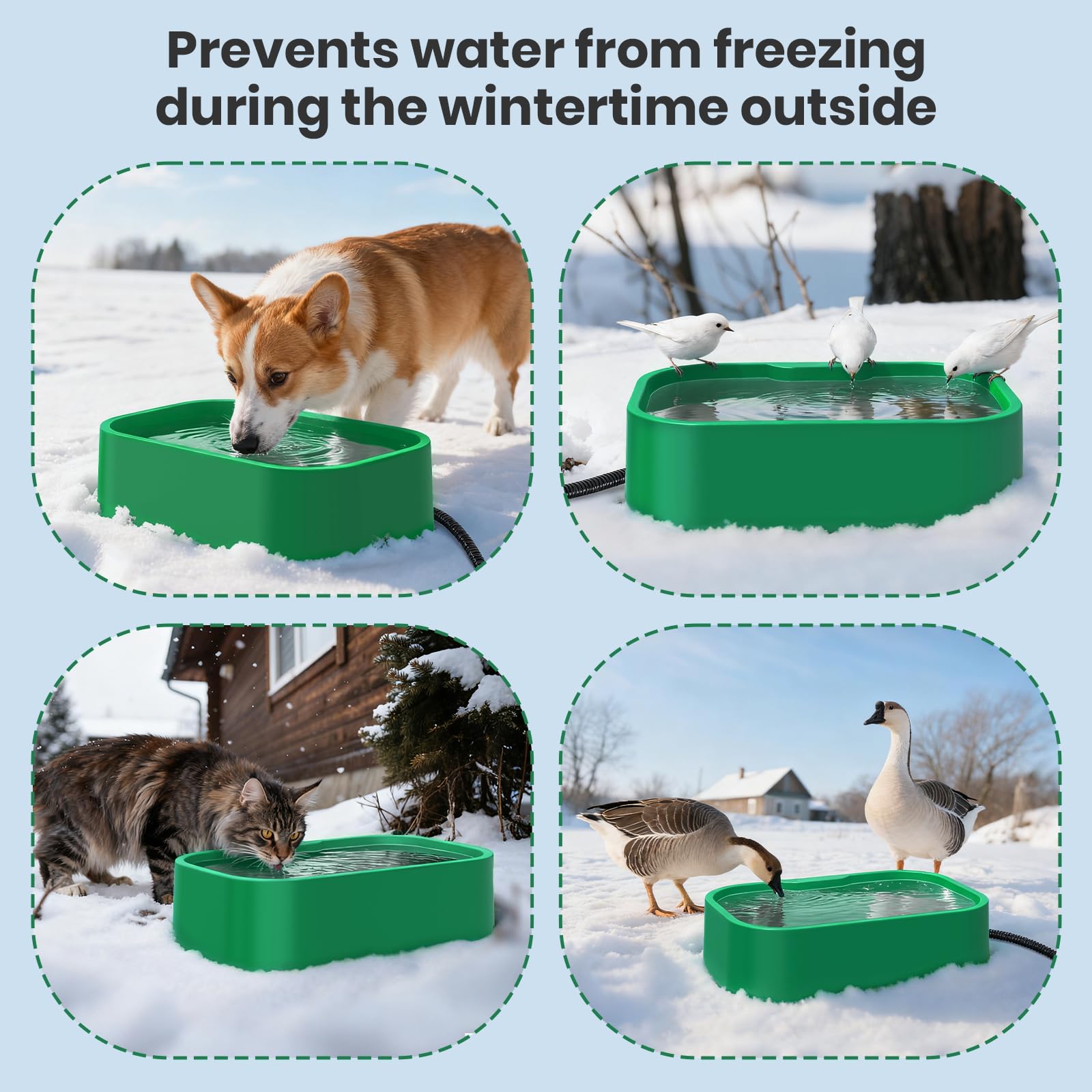 IPOW Ciotola per acqua riscaldata extra large con design a 5 strati per riscaldamento e conservazione del calore, fornisce acqua potabile e cibo in inverno ciotola riscaldata per animali domestici per