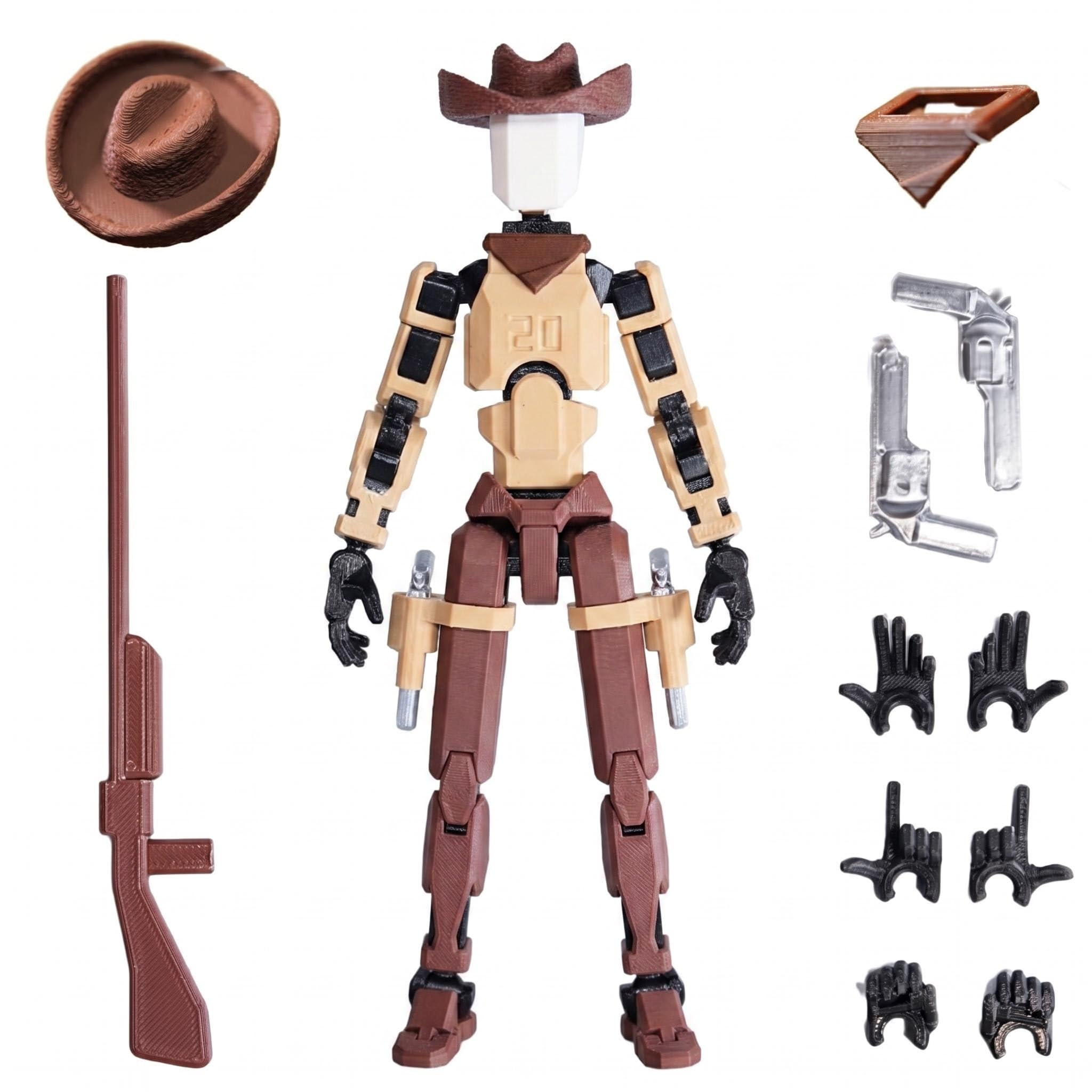 DiiWmme T13 Action Figure Assembly Completed,3D Printed Multi,Jointed Movable Dummy 13 Robot,Desktop Decoration for Office Home,Titan 13 Collectible,3D Printed Figures,Action Figures (B)