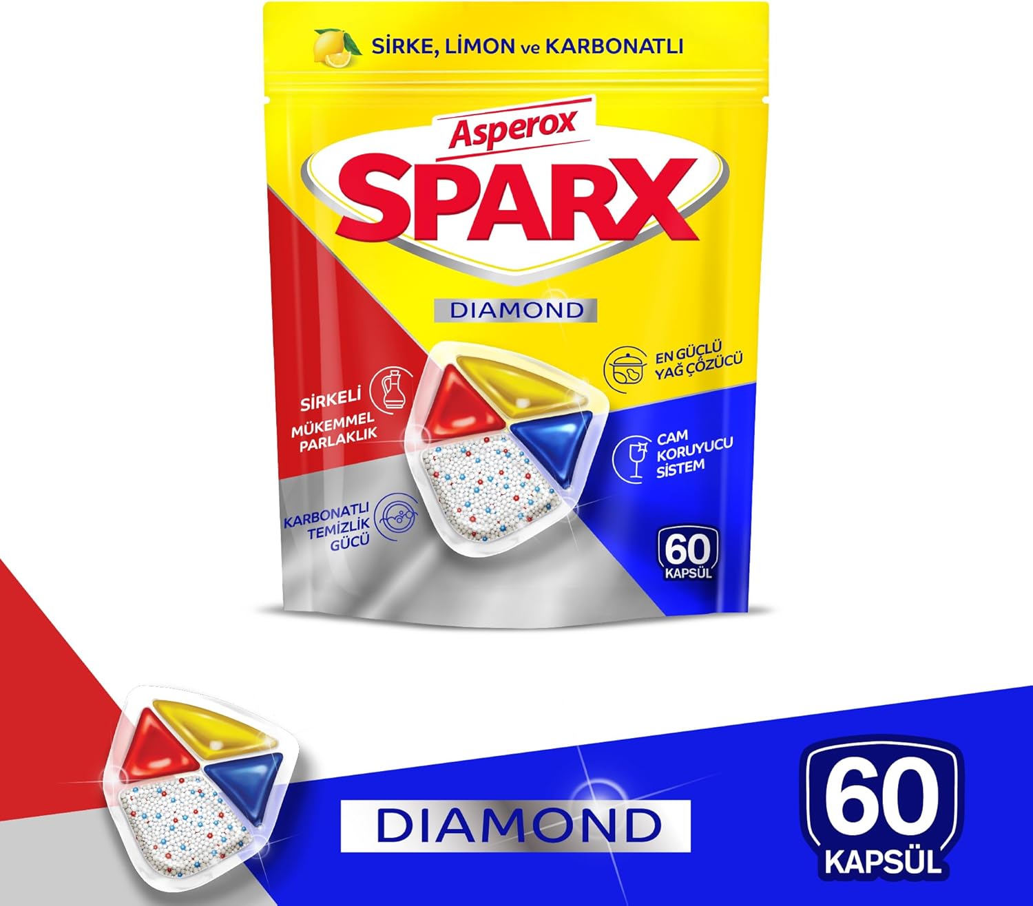 Asperox Sparx Diamond Bulaşık Makinesi Kapsülü 60 Adet