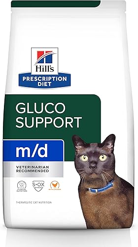 Hill's Prescription Diet md GlucoSupport - Alimento seco para gatos con sabor a pollo, dieta veterinaria, bolsa de 8.5 libras
