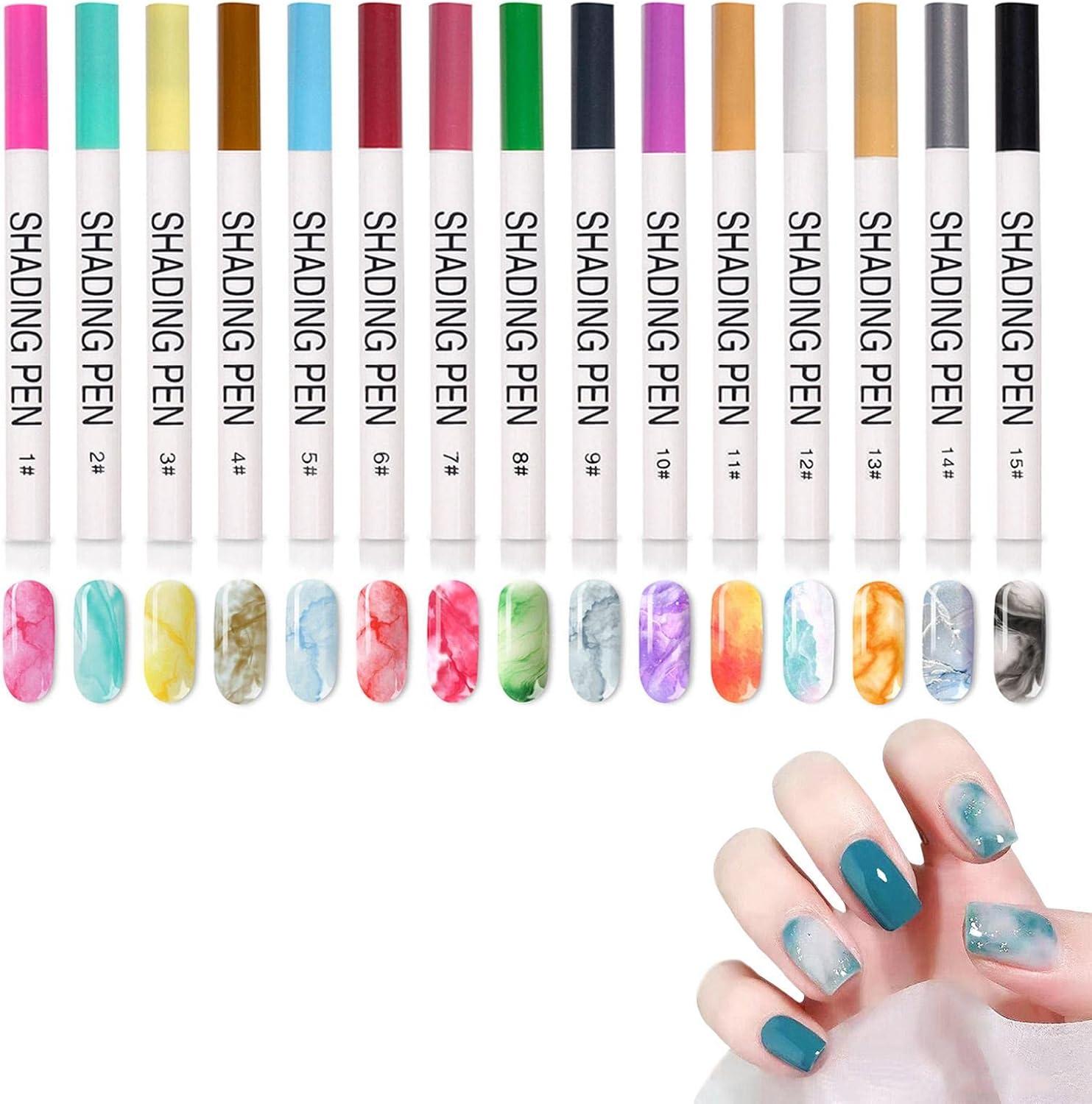 5 Pcs ネイルアートペンジェル ネイルアートペン ファストスマッジマニキュアペン液体 ネイルペインティング用のファインチップネイルアートペン ネイルグラフィティ ネイルアート用品15個uvledは必要ありません Luckyhome ご注文で当日配送