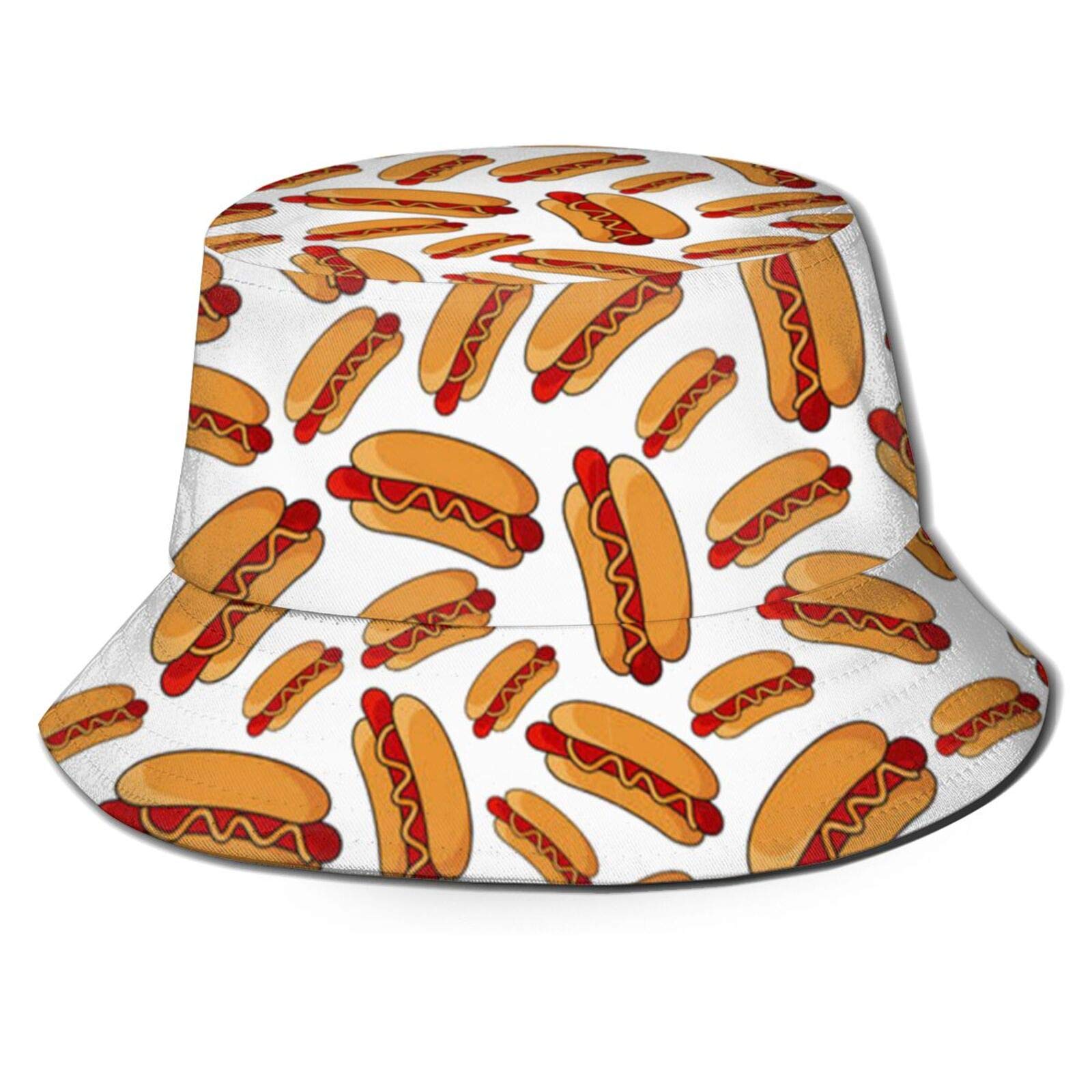 Hot Dog Bucket Hat Sun Uv Protection Foldable Fisherman Cap for Fishing Beach Outdoor