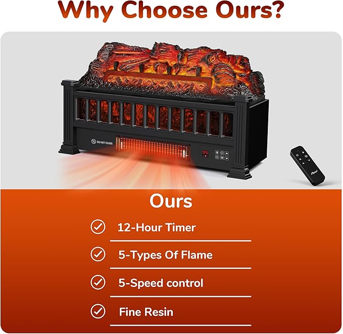 Chimenea Eléctrica Riseon 20 Pulgadas, Calefactor con Control Remoto miniatura 4