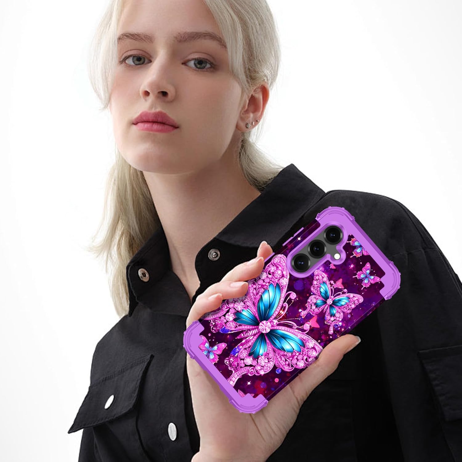 Rancase for Galaxy S25 Case,Three Layer Heavy Duty Shockproof Protection Hard Plastic Bumper +Soft Silicone Rubber Protective Case for Samsung Galaxy S25,Bright Purple - Image 7