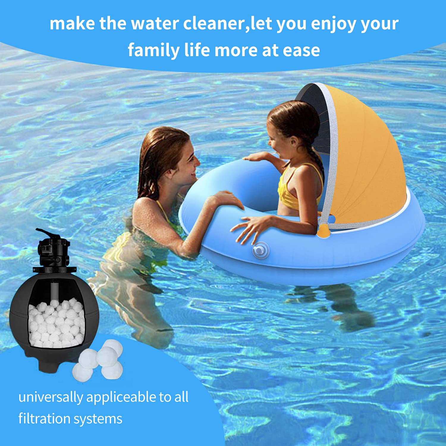 Sfere filtranti per sistemi di filtraggio a Sabbia, Sfere filtranti per Piscina da 700 g per sostituzioni di Sabbia filtrante da 25 kg, Adatte per filtri per Piscina(700g) (1400)