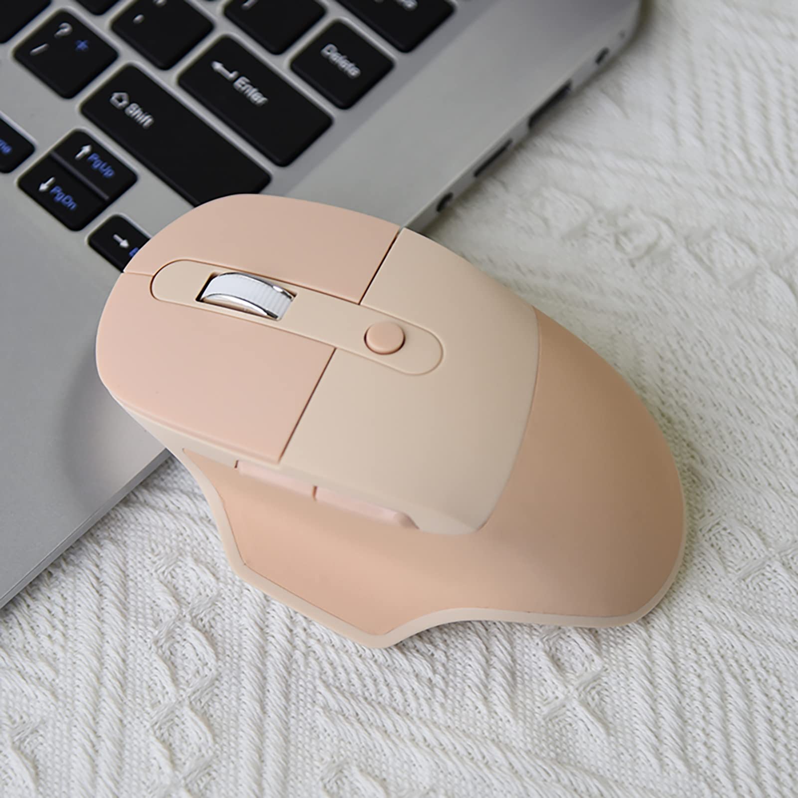 Lomiluskr Mouse wireless a doppia modalità 2.4G e Bluetooth, tasti silenziosi, design ergonomico, colori caramelle, compatibile con notebook, PC, tablet, smartphone (tè al latte)