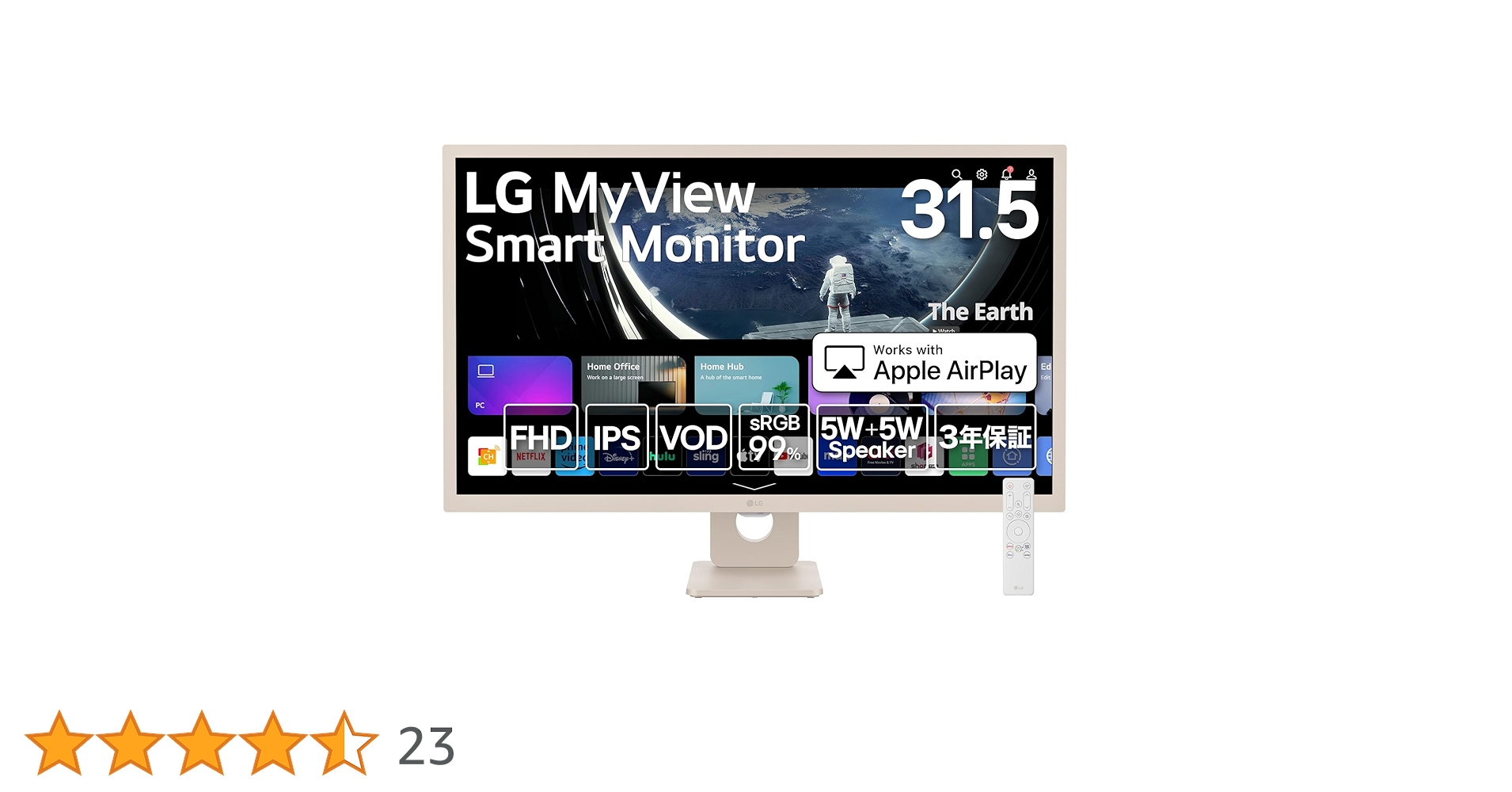 美品　LGスマートモニター　31.5インチ　32SR50F-P x1 Amazon.co.jp: LG スマートモニター / 32SR50F-W/MyView Smart