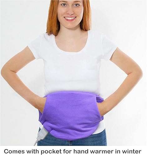 Miniatura 5 de Almohadilla térmica pequeña para dolor de espalda, alivio de calambres con correa y bolsillo de mano, 3 ajustes de calor, calor húmedo, apagado