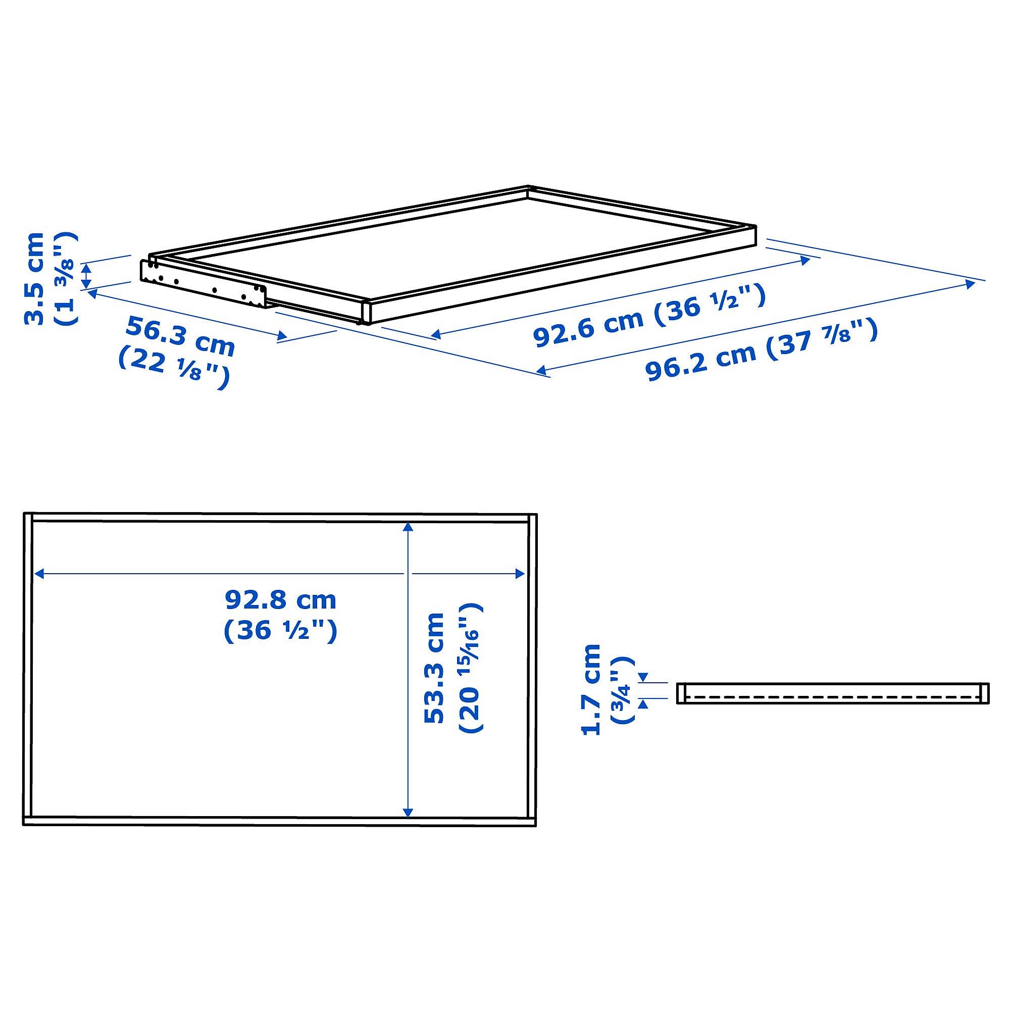 Ikea KOMPLEMENT taca wysuwana, 100 x 58 cm, biała