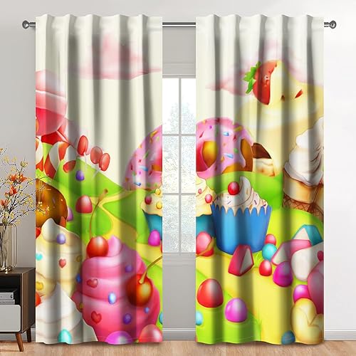 Kzzfqxb Rideaux 107x160cm Dessin animé 2 Panneaux, enfantin Montagnes glacées Ro