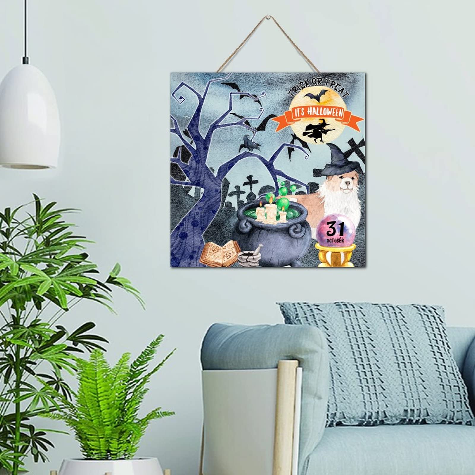 Décoration murale Halloween Trick Or Treat en bois pour animer votre entrée festive