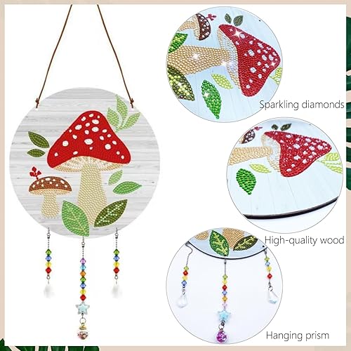 Miniatura 4 de Kit de pintura de diamante 5D, 7.5 pulgadas, pintura de diamantes de 7.5 pulgadas, campanilla de viento, decoración de puerta de pared colgante de