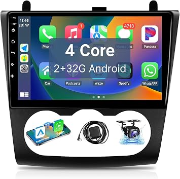 Leadfan Android Car Stereo for Nissan Altima 2008 2009 2010 2011 2012 Radio 9 Touch Screen Compatible with Wireless Apple Carplay Android Auto GPS Navigation Bluetooth WiFi Backup Camera, Manual AC