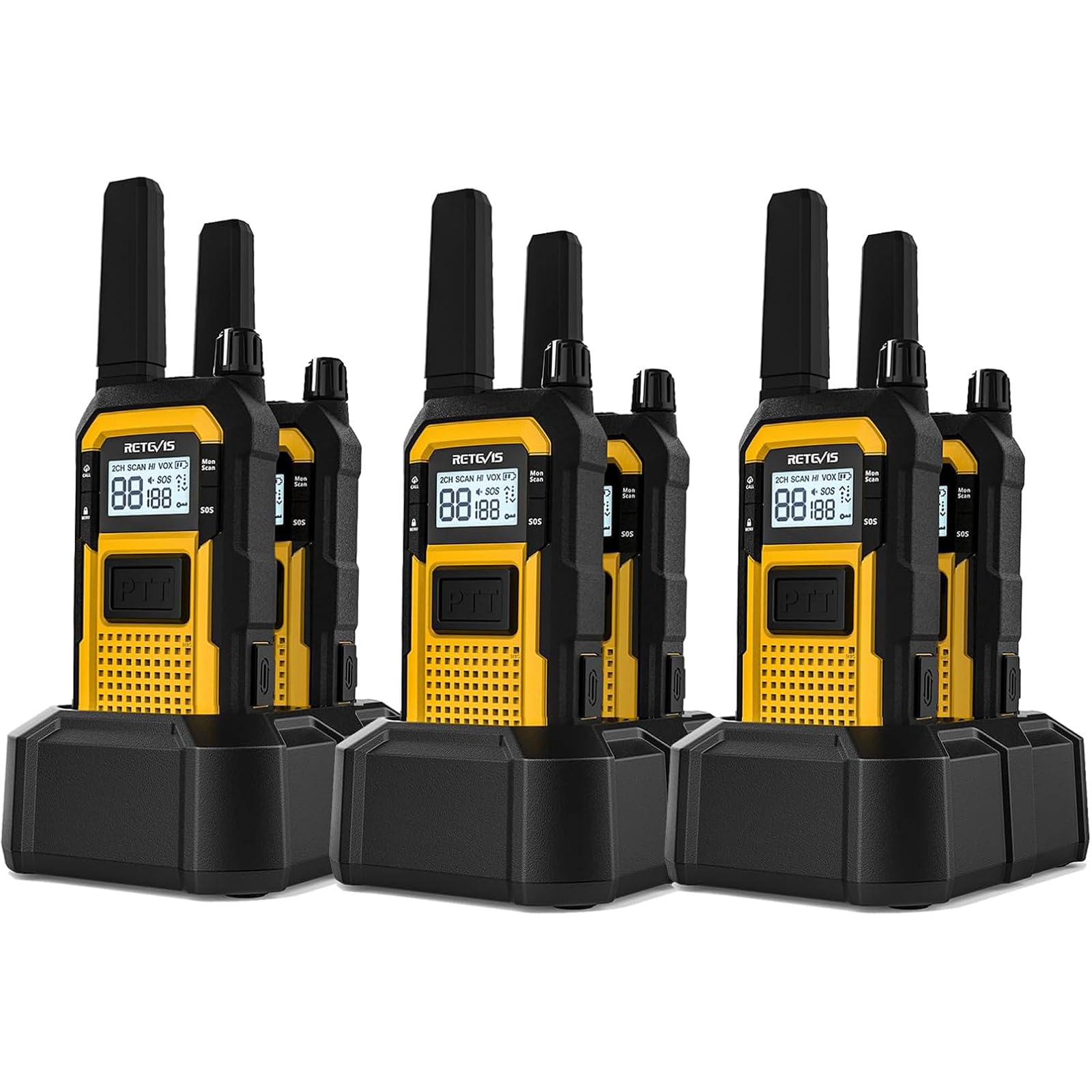Retevis RB48 Walkie Talkies Long Range, IP67 Waterproof Walkie Talkies Long Range for Adults, Professional Heavy Duty Two Way Radio, Advanced Triple Proof, for Job Site Construction Warehouse(6 Packs)