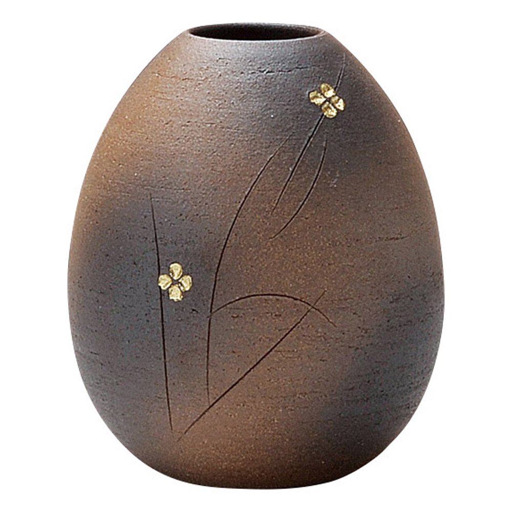 Marui Ceramics Shigaraki-yaki Hechimon Vase, Ceramic Flower Base with Natsume Pattern, Height Approx. 15.5 cm, Pottery, Made in Japan, MR-1-5551 : Home & Kitchen