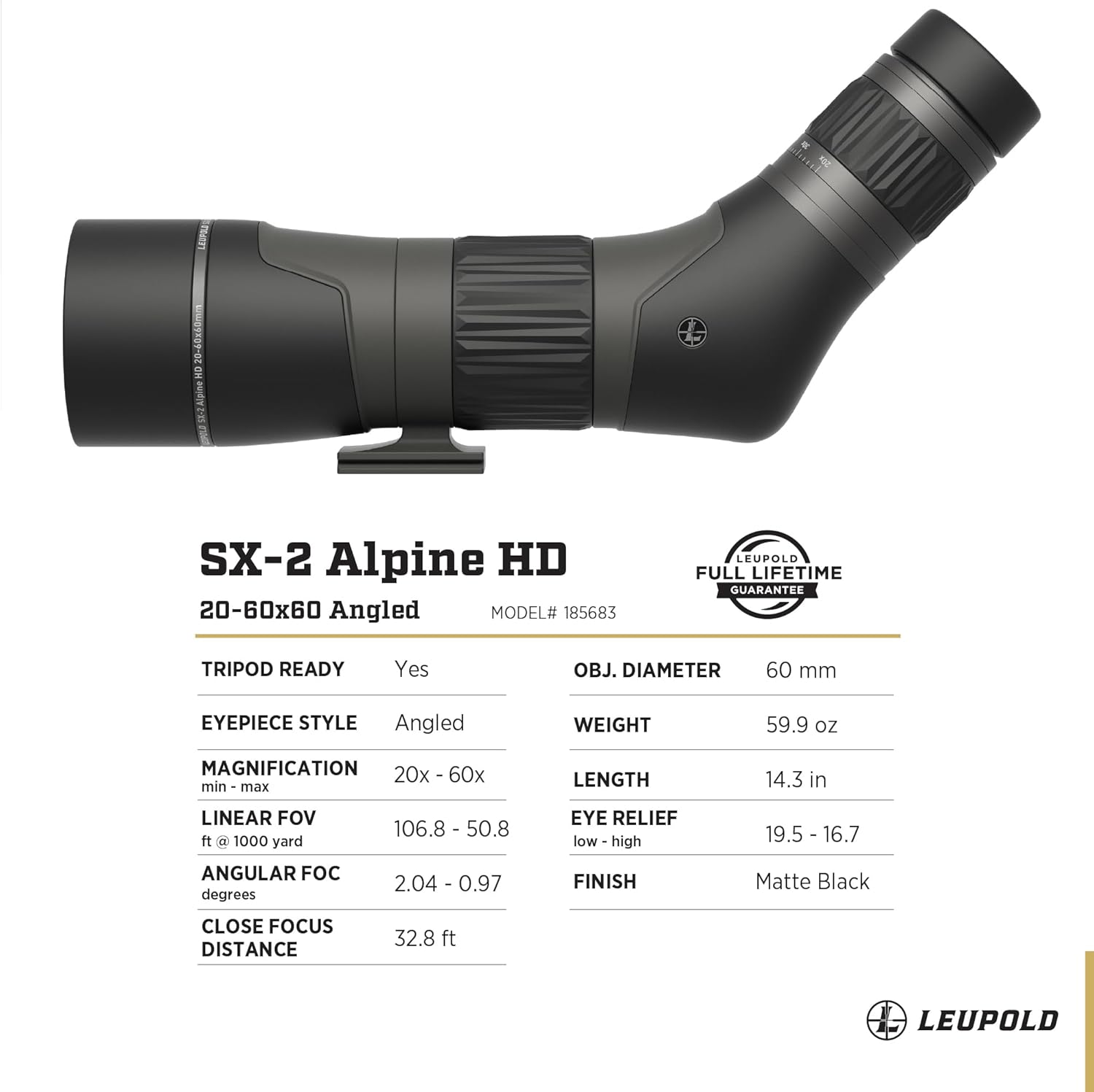 Leupold SX-2 Alpine HD Spotting Scope, Angled