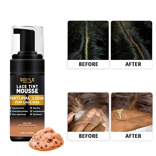 Miniatura 4 de Mousse de tinte de encaje fundido para mujer, pelucas de encaje, pelucas de encaje, tupés y postizos, color de acabado natural, tinte de encaje para