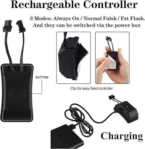 Miniatura 3 de JIGUOOR Luz única recargable con forma de llama para casco de motocicleta, kit de señal para conducción nocturna, tira decorativa LED de 3 modos