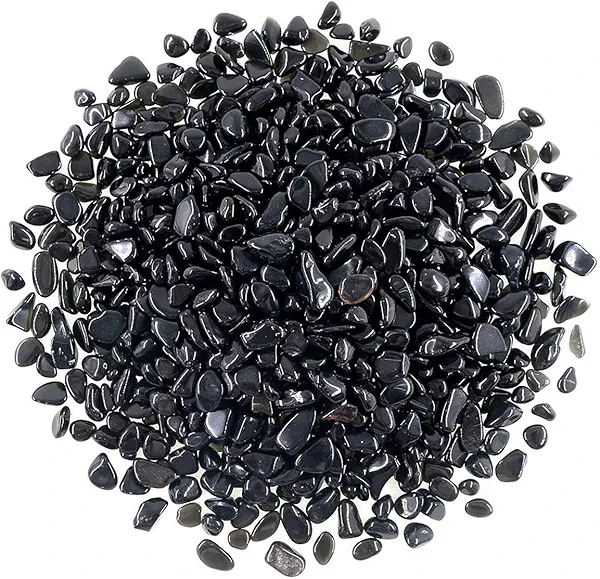 WAYBER 2 Lbs/920g Black Obsidian Quartz Crystal Stones Irregular Decorative Rocks Aquarium Pebbles Gravels for Fish Turtle Tank/Succulent Plants/Air Plants Decoration (Fill 2 Cups)