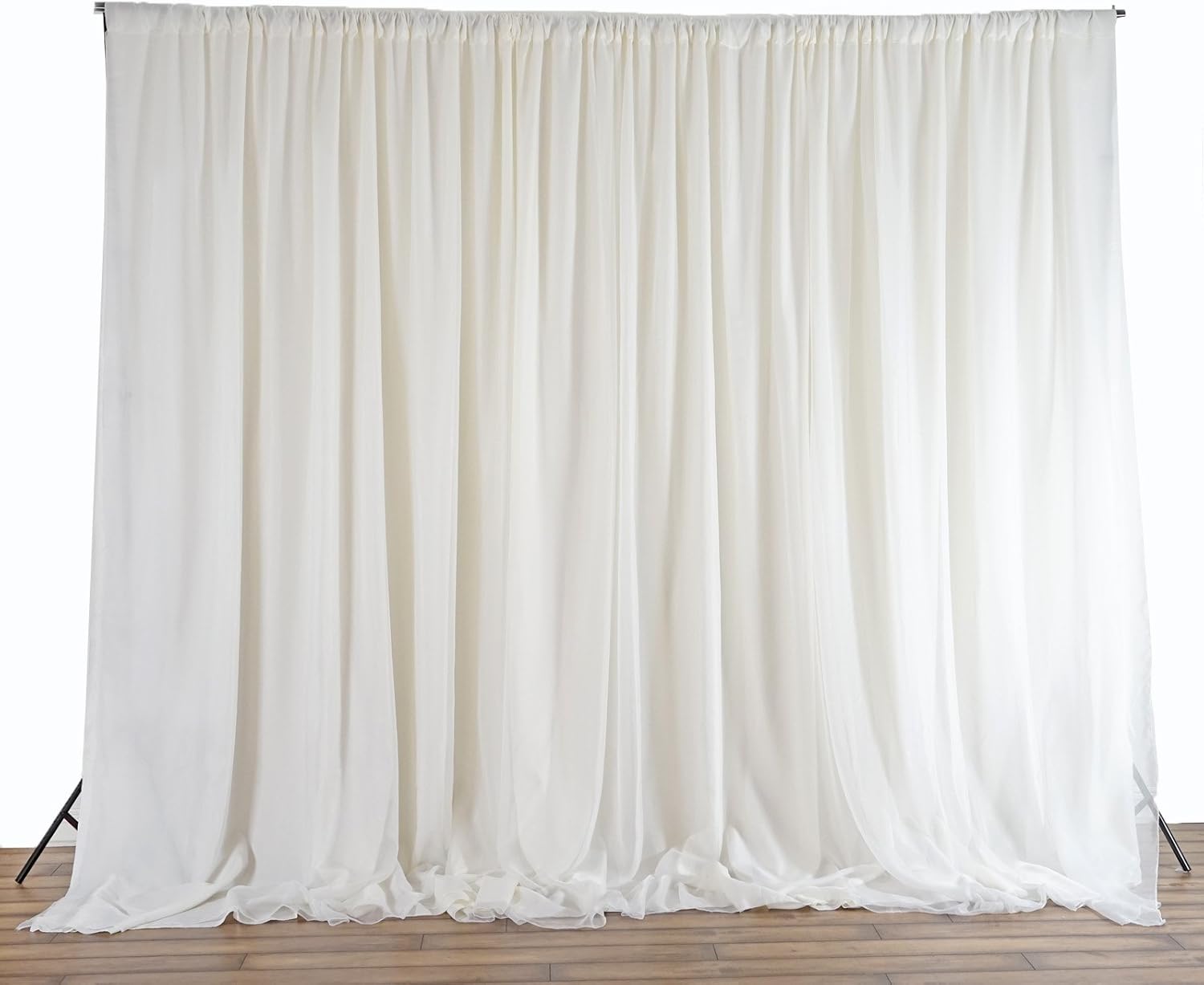 BalsaCircle 20 ft x 10 ft White Chiffon Fabric Backdrop Drapes Curtain - Wedding Decorations Photo Booth Reception Photography Party Supplies