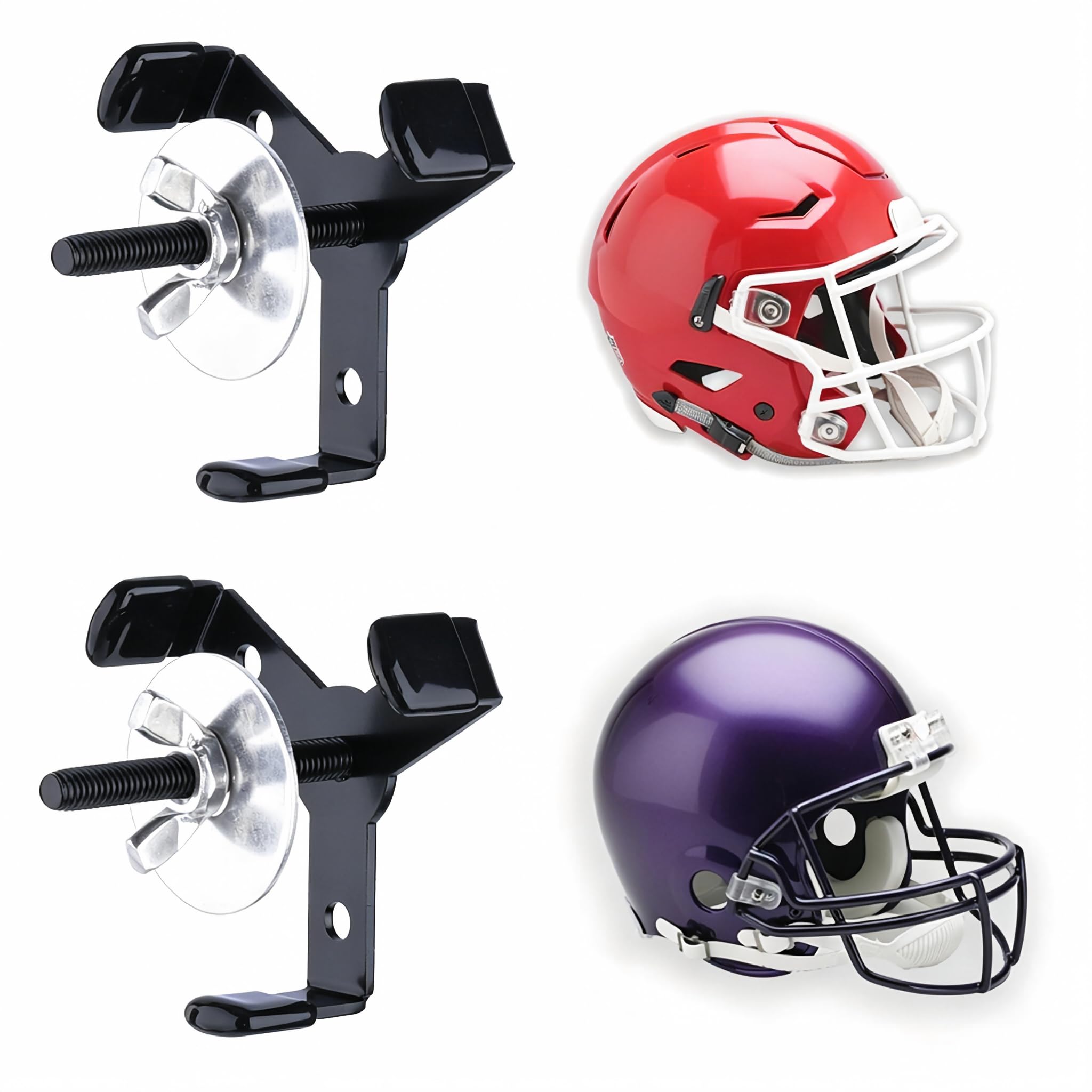 Hidden Football Helmet Wall Mount Display, Heavy Duty Metal Hanger Holder for Full and Mini Helmets, Floating Football Helmet Shelf Case Stand, Hardwares Included, Black, Pack of 2 : Sports