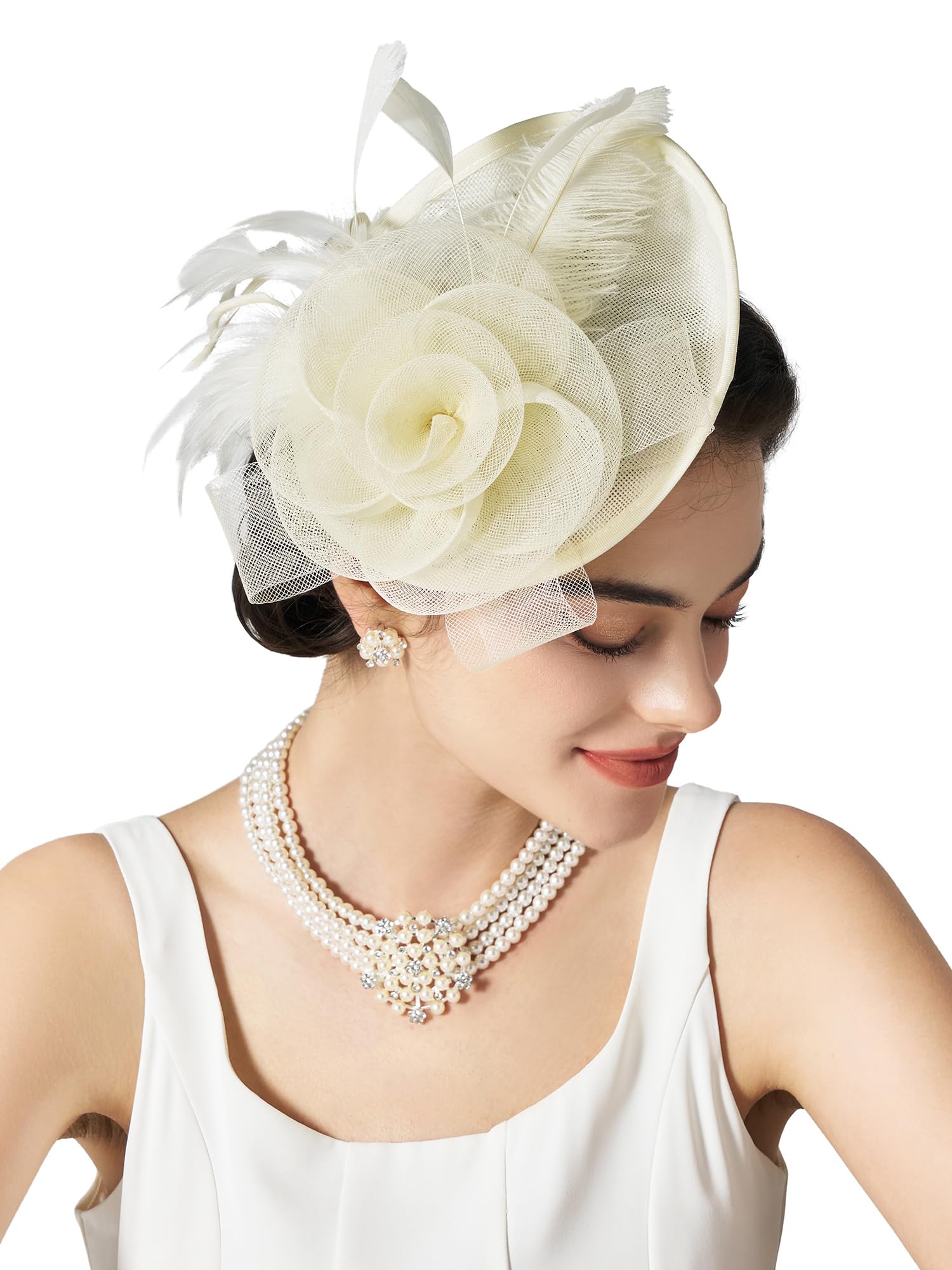 SWEETVFlower Sinamay Tea Party Fascinators for Women, Kentucky Derby Hats for Church, Cocktail, Wedding, Fancy Dress Party