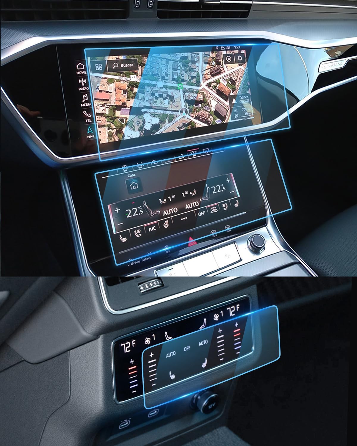 Écran tactile Audi A6 A7 rayé ? Solution film de protection navigation verre 9H