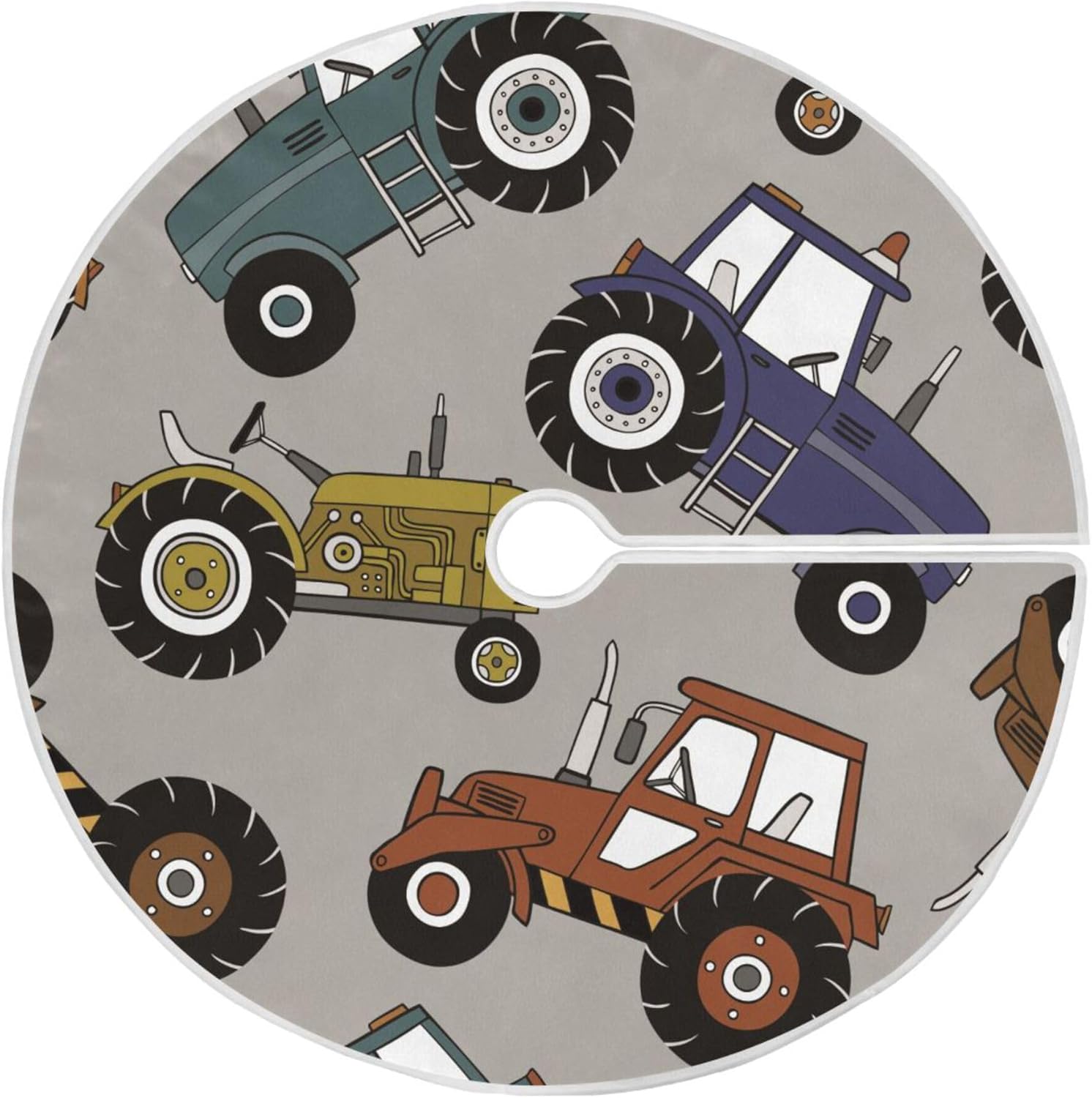Tractors Truck Christmas Tree Skirts Round Decoration Ornament Large