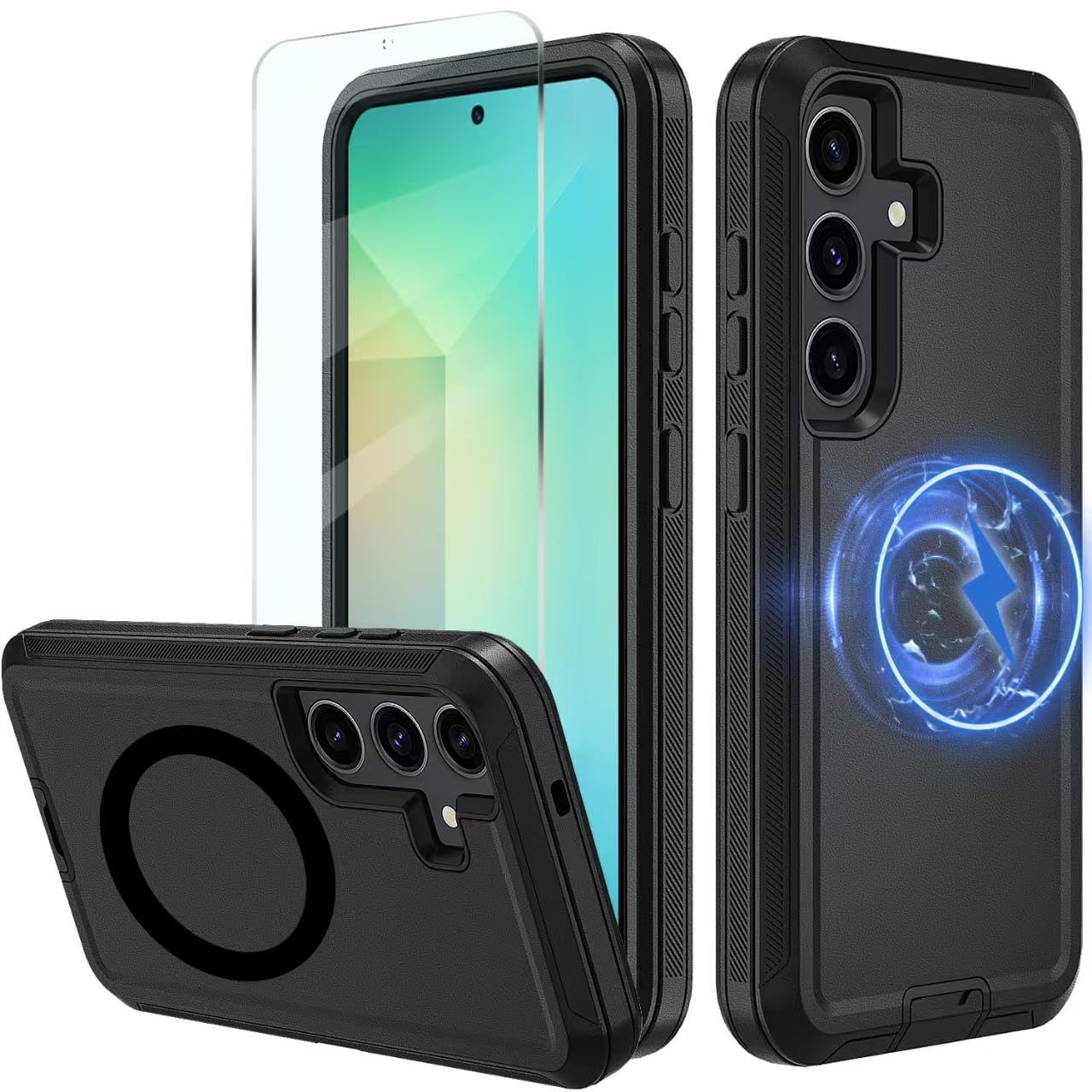 muitq for Samsung Galaxy S25 Case, S25 Heavy Duty Magnetic case, [Compatible with Magsafe][Glass Screen Protector] [Military Grade Protective ] [