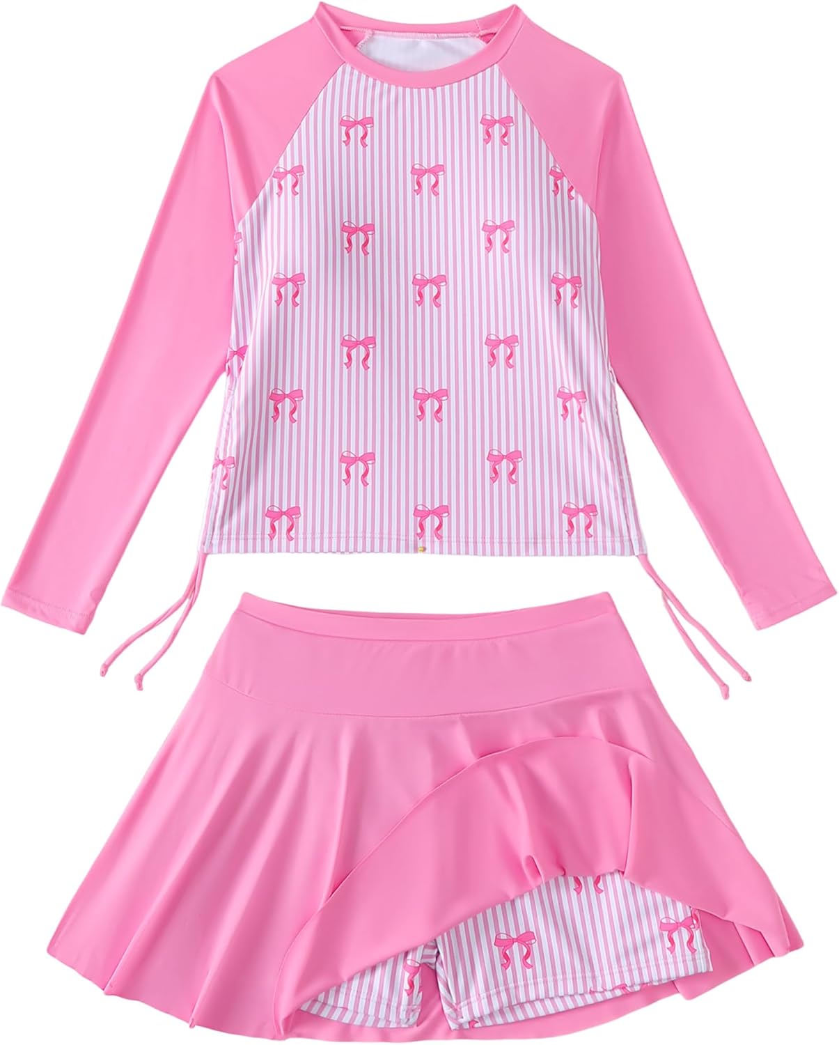 Girls Rash Guard Swimsuit 2 Piece Long Sleeve Bathing Suit Summer UPF 50+ Sun Protection Swimwear 3-10Y