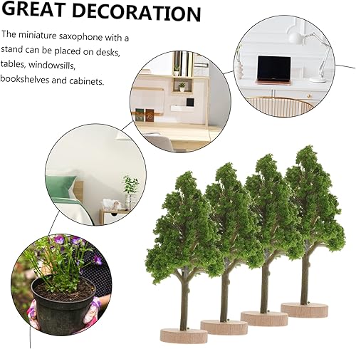 Miniatura 8 de DECHOUS 4 piezas de árbol modelo de oficina, decoración de escritorio, mini accesorios, decoración de miniture, modelo de escenario estático,