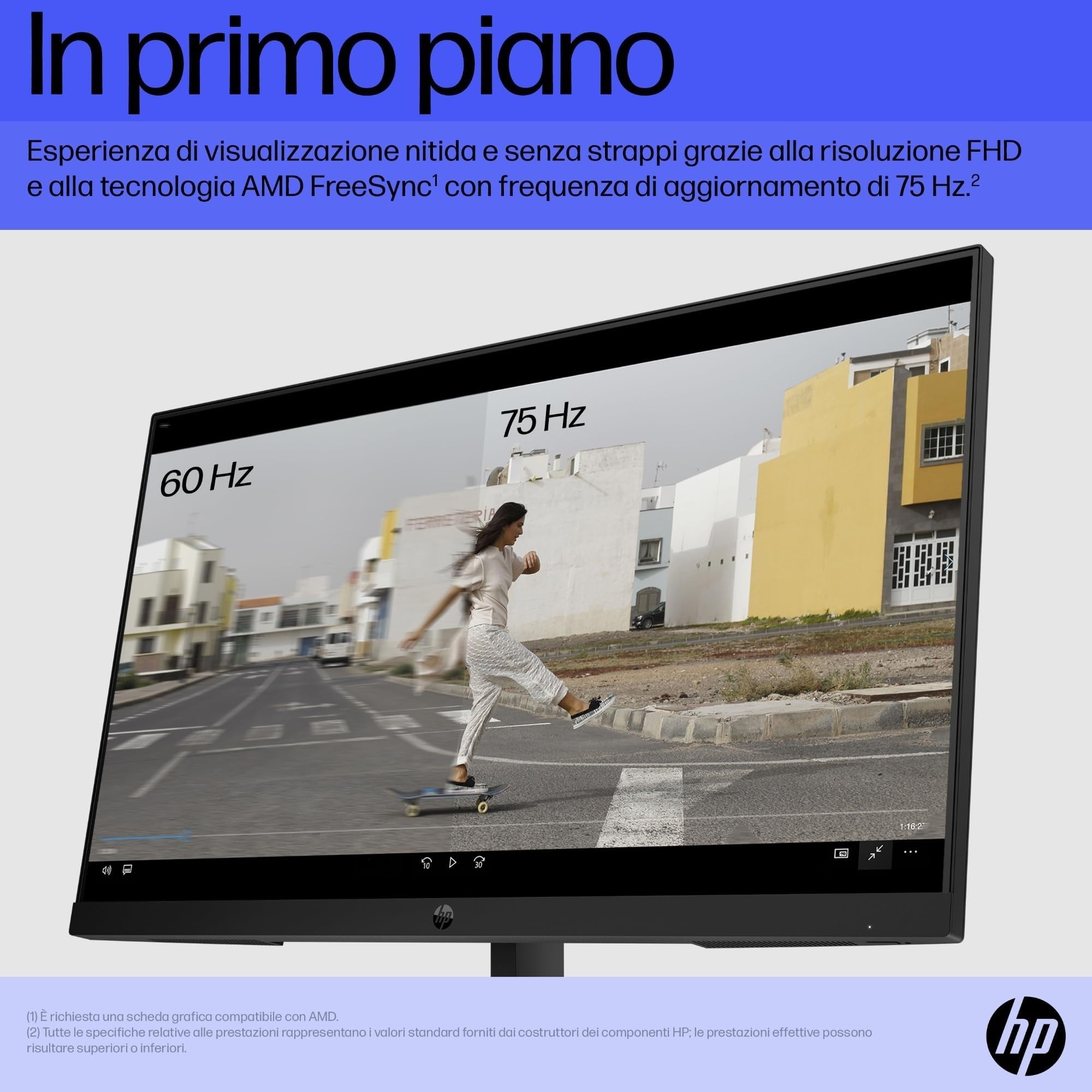 HP V22v G5 Monitor da 22", FHD, 16:9, Antiriflesso, Pannello VA da 75Hz, Tempo di Risposta 5 ms, Reclinabile, VESA 10x10 cm, AMD FreeSync, 200 Nits, Modalità Low Blue Light, VGA, HDMI 1.4, Nero