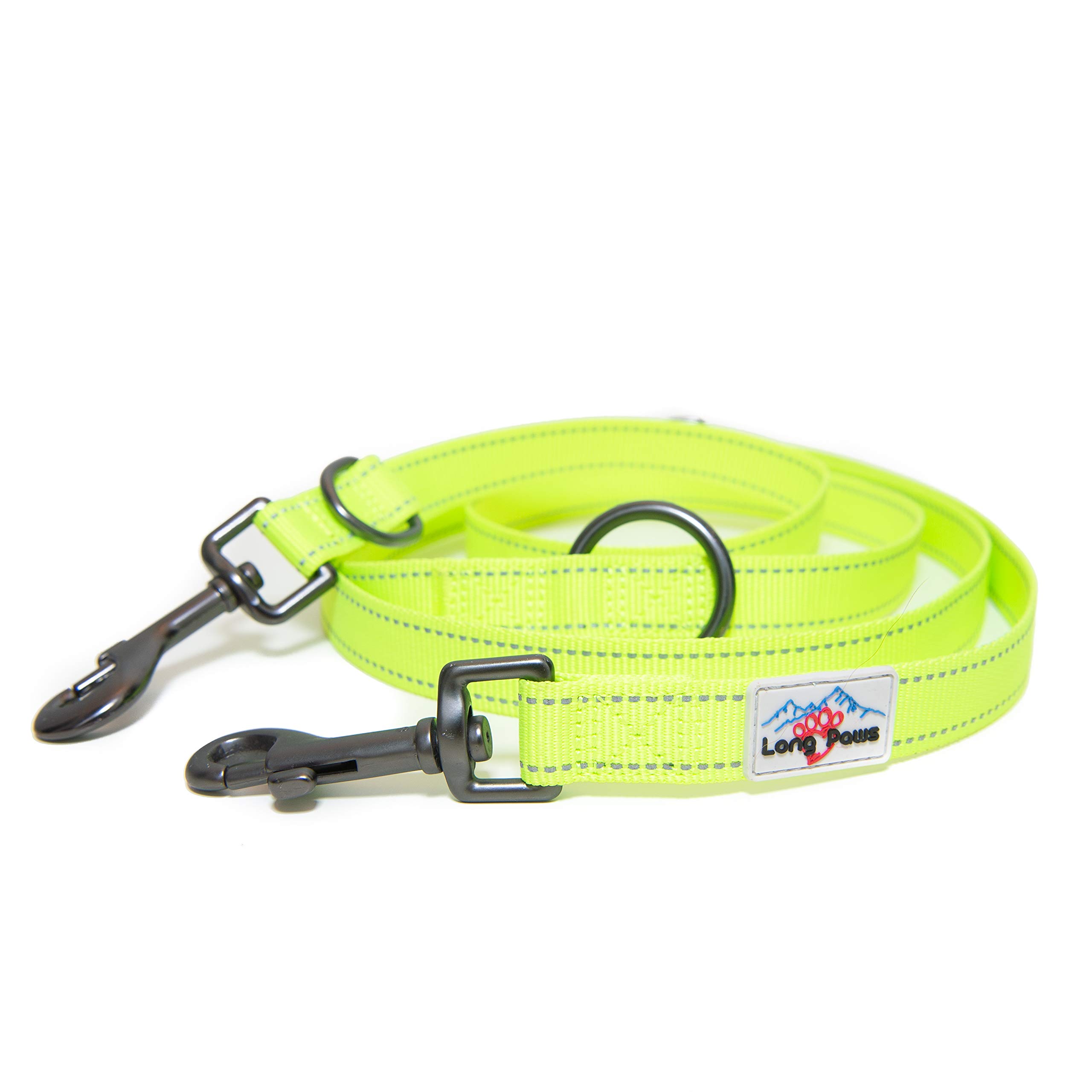 Long Paws Strong Reflective Neon Dog Leash High Visibility Weather Resistant Walking Dog Lead For Training, Running & Outdoor Adventures - (up to 2m in length, 2.0cm Width), variable length