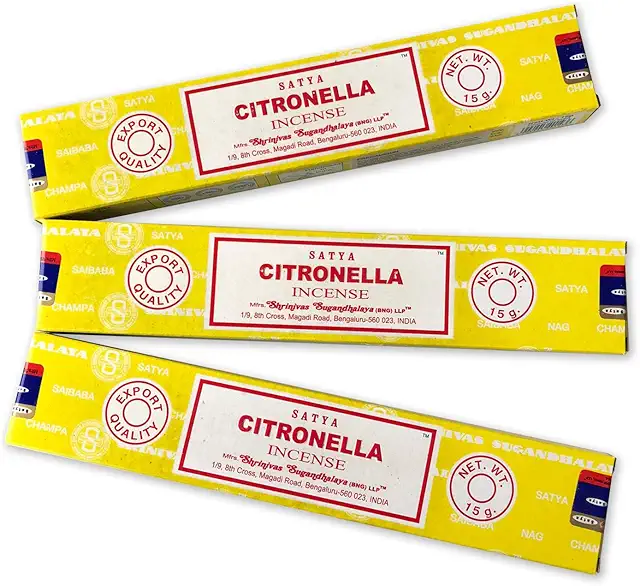 Satya Citronella Incense Sticks - 3 Boxes Natural Anti-Mosquito Aromatherapy