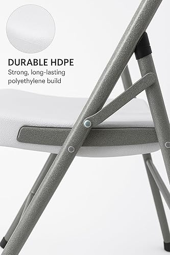 Miniatura 5 de BTEXPERT Silla plegable blanca con marco de acero, silla plegable comercial resistente, asiento portátil de plástico HDPE, silla de eventos para